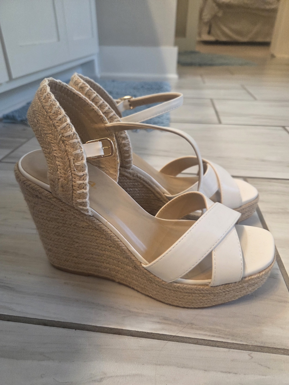 Soda Cream Crisscross Espadrille Wedge Sandals - Picture 2 of 3